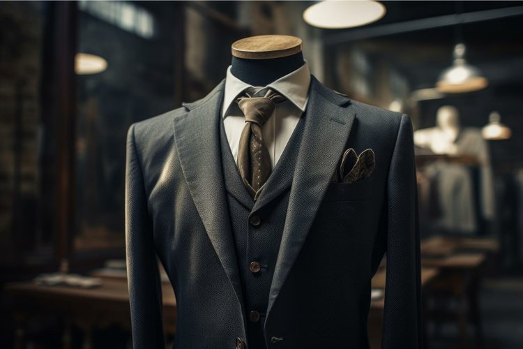 Worn Old businessman suit. Generate AI example image 1