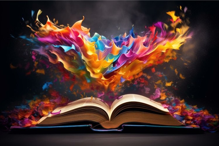 Open magic book colorful. Generate Ai