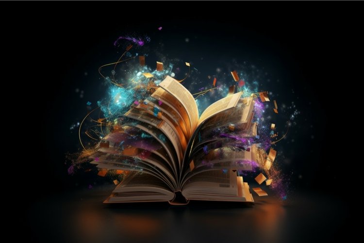 Open magic book colorful. Generate Ai