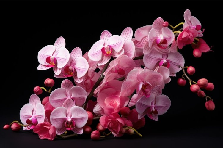 Fragrant Pink orchids flowers. Generate Ai example image 1