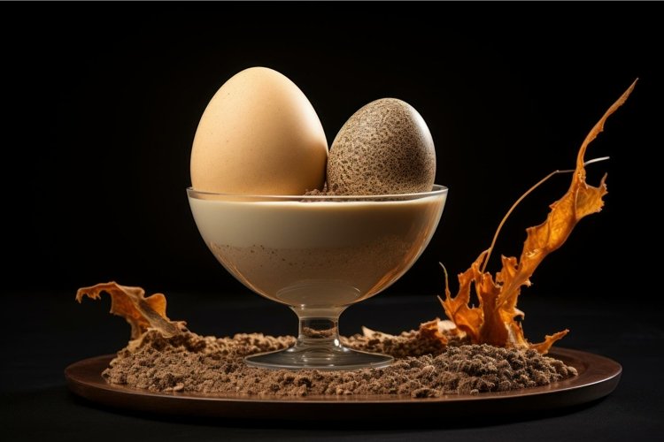 Sun-baked Ostrich egg desert. Generate Ai example image 1