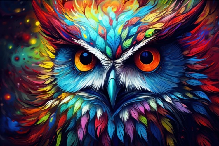 Nocturnal Owl portrait bird predator. Generate Ai