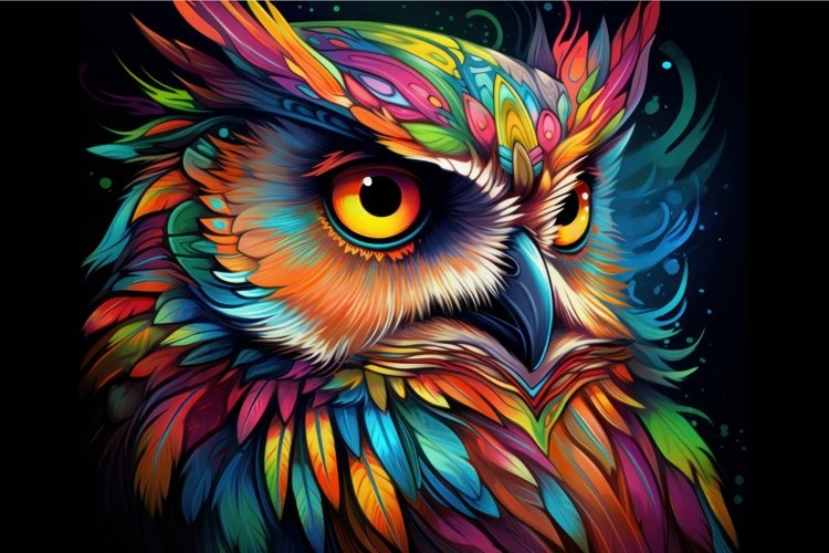 Sharp-eyed Owl portrait bird predator. Generate Ai