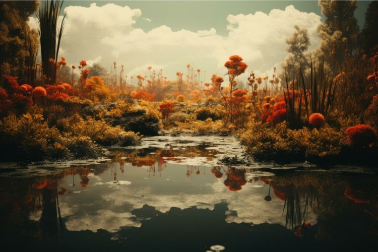 Picturesque Panoramic colorful composition nature. Generate example image 1