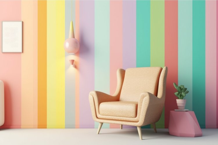 Pastel armchair interior. Generate Ai