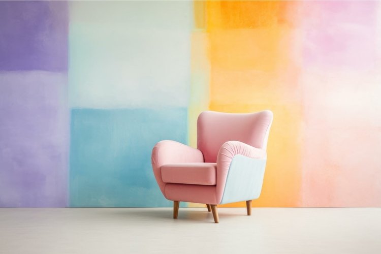 Vintage Pastel red armchair interior. Generate Ai