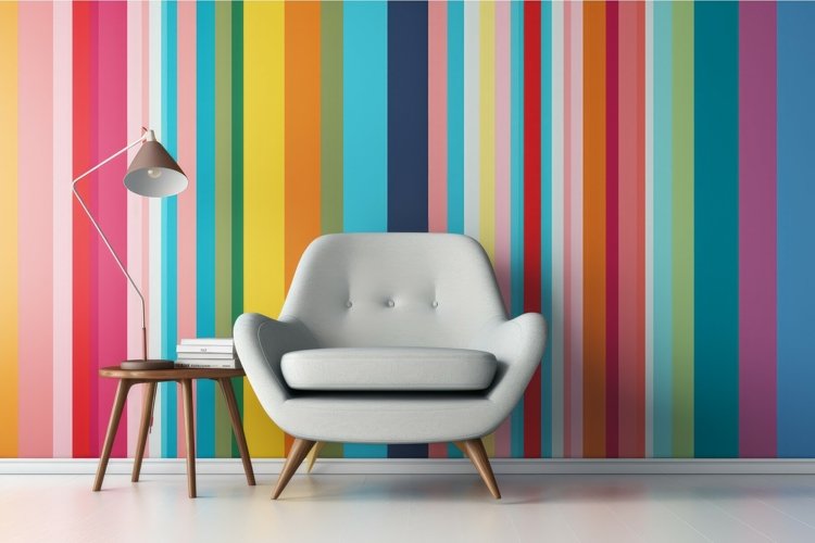 Pastel colorful armchair interior. Generate Ai
