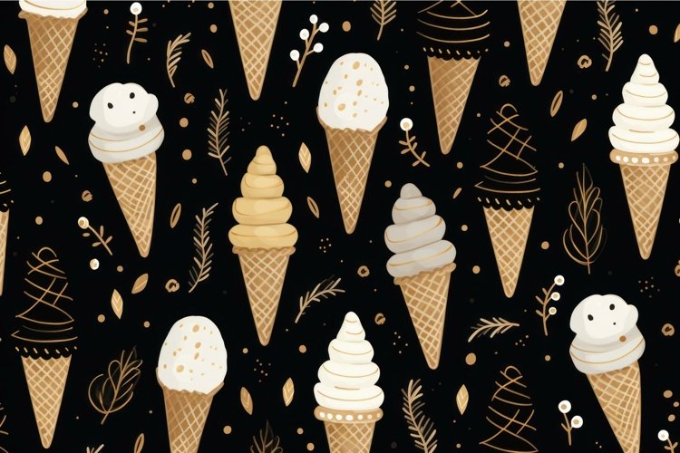 Whimsical ice cream pattern on dark background