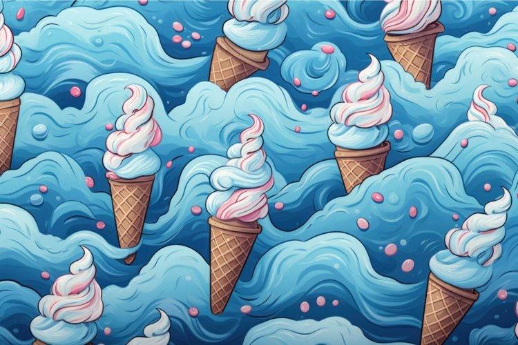 Creamy Pattern blue ice cream snack. Generate Ai example image 1