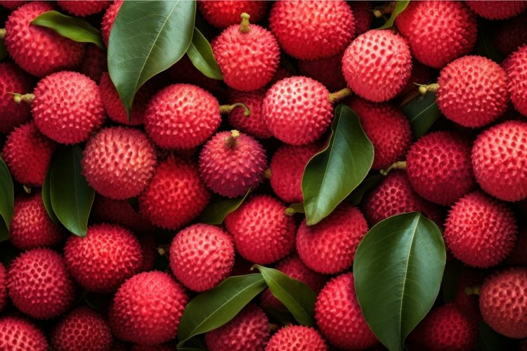 Lychee fruit background. Generate Ai