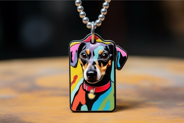 Luxurious Pet golden necklace tag banner. Generate Ai