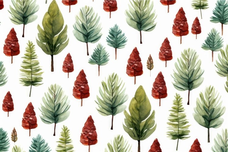 Lush Forest watercolor pattern. Generate Ai example image 1