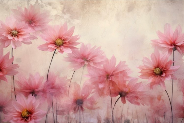 Delicate Pastel pink flowers in silk textile petal. Generate example image 1