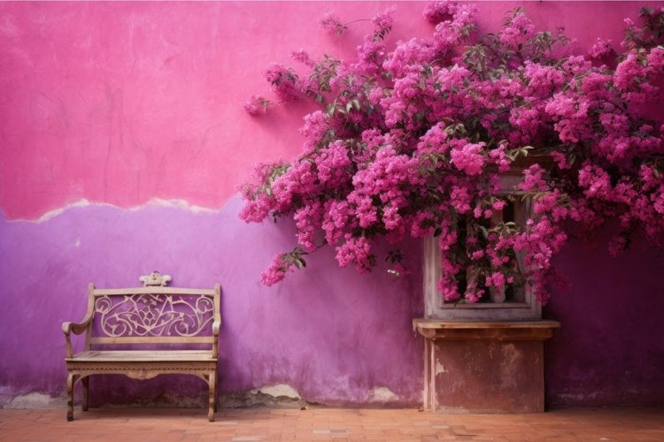 Vibrant Pink wall purple. Generate Ai