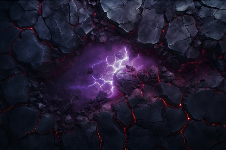 Plain magma cracks purple steam. Generate Ai example image 1