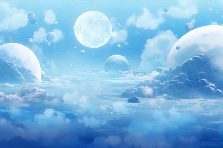 Surreal fantasy landscape with serene moons above tranquil c example image 1