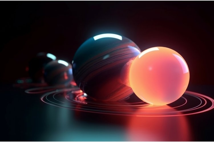 Planetary system futuristic lightning studio. Generate ai example image 1