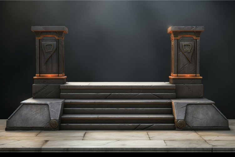 Wood podium stage platform. Generate Ai example image 1