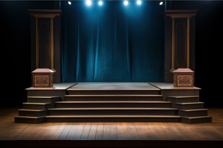 Sturdy Wood podium stage platform. Generate Ai example image 1