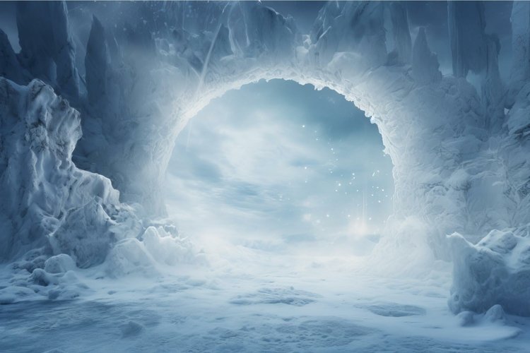 Enchanting Portal ice fantasy mountain. Generate Ai example image 1