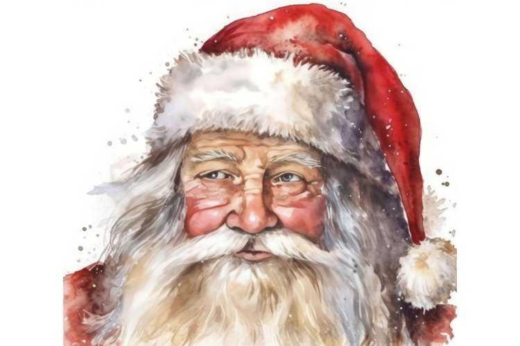 Portrait santa xmas watercolor banner. Generate Ai example image 1