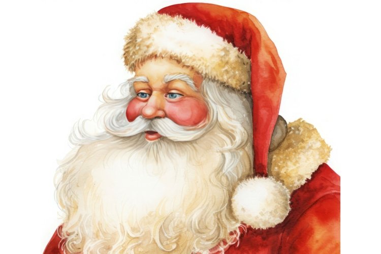 Portrait smiling santa watercolor banner. Generate Ai example image 1