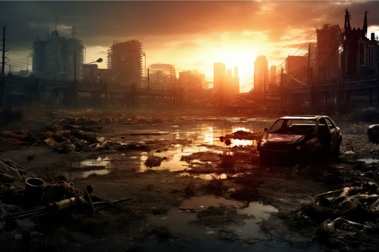 Post apocalyptic city. Generate Ai example image 1