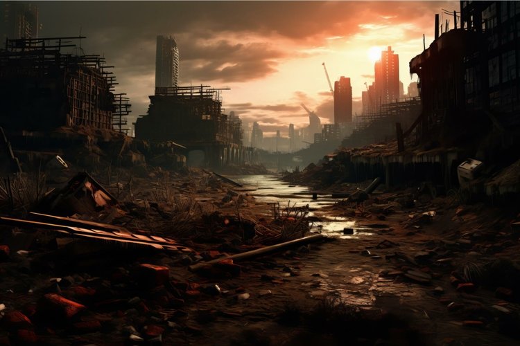 Eerie Post apocalyptic city. Generate Ai (3854335)