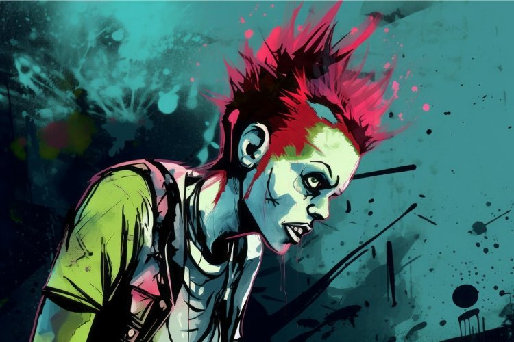 Punk zombie graffiti. Generate AI example image 1