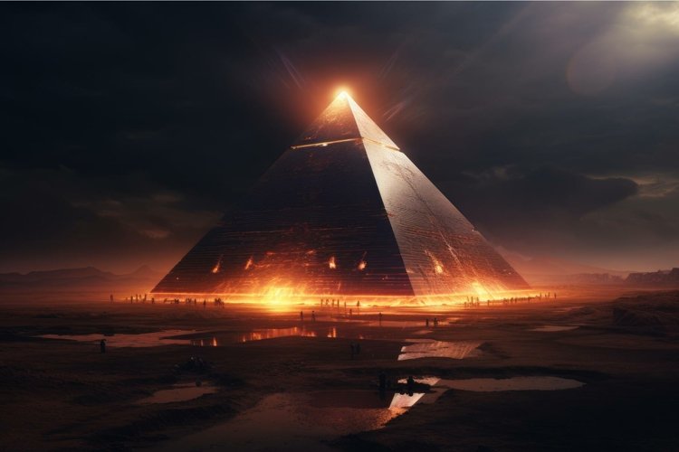 Enigmatic Pyramid radiating energy. Generate Ai example image 1