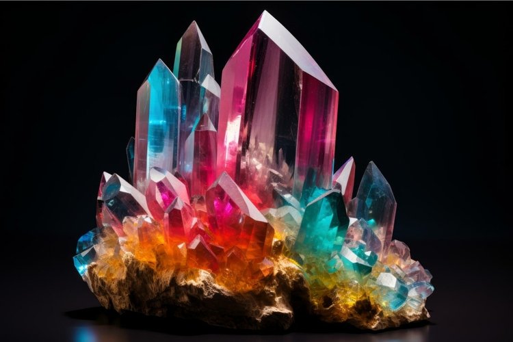 Substantial Quartz crystal colorful. Generate Ai
