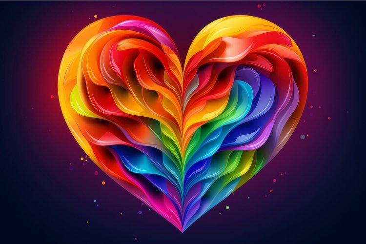 Vibrant Rainbow colored leaf heart. Generate Ai