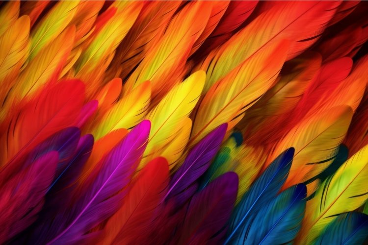 Rainbow feathers colorful. Generate Ai