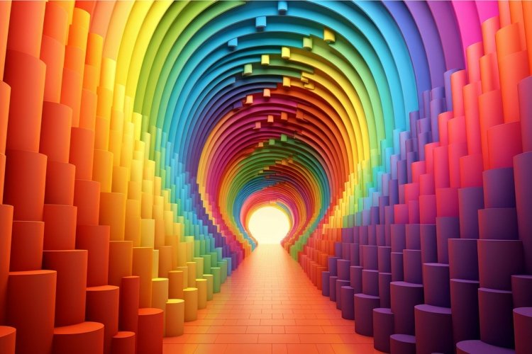 Dreamlike Rainbow tunnel. Generate Ai example image 1