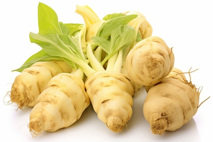 Earthy Raw Jerusalem artichoke isolated. Generate Ai