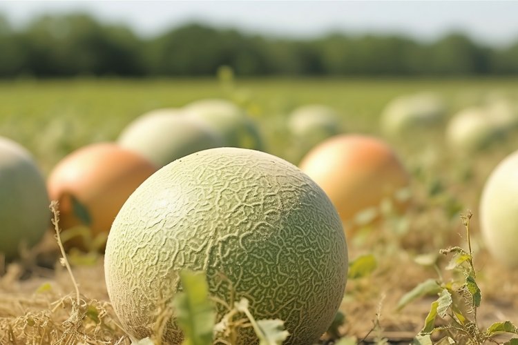 Raw musk melons field. Generate ai example image 1