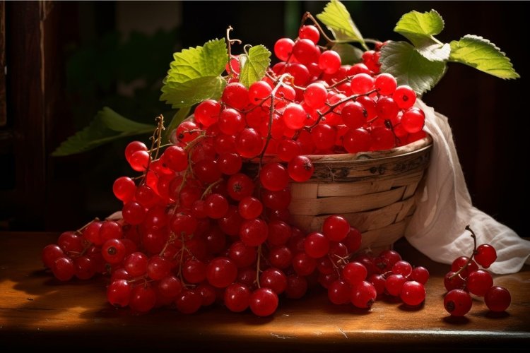 Small Red currant berries. Generate Ai