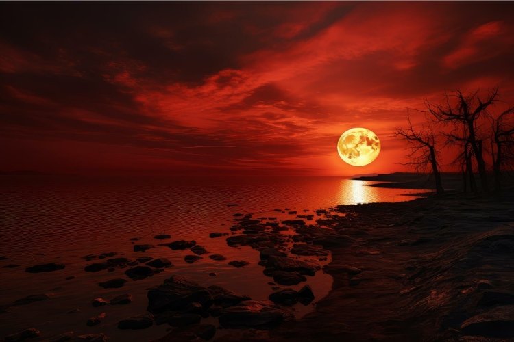 Radiant Red sunset view. Generate Ai example image 1