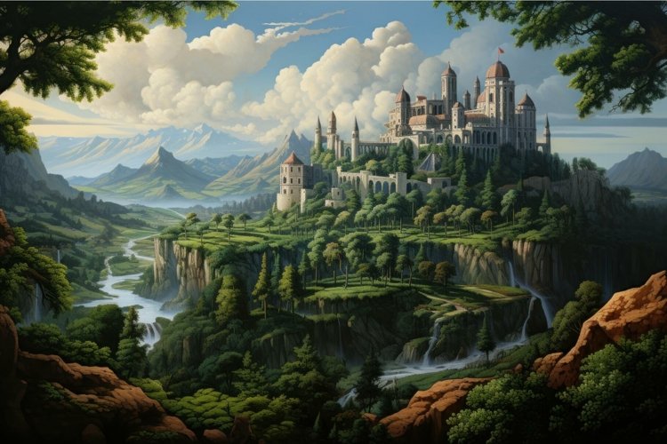 Serene Landscape renaissance field. Generate Ai example image 1