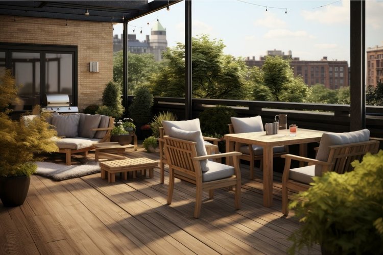 Spacious Residential terrace. Generate Ai