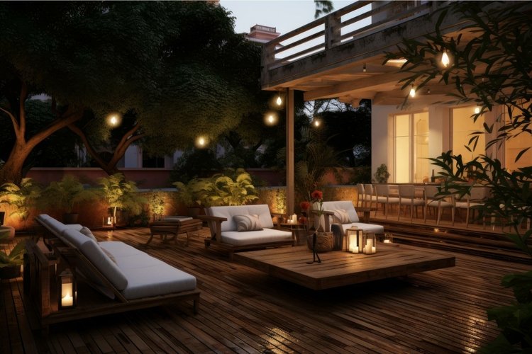 Private Residential terrace. Generate Ai