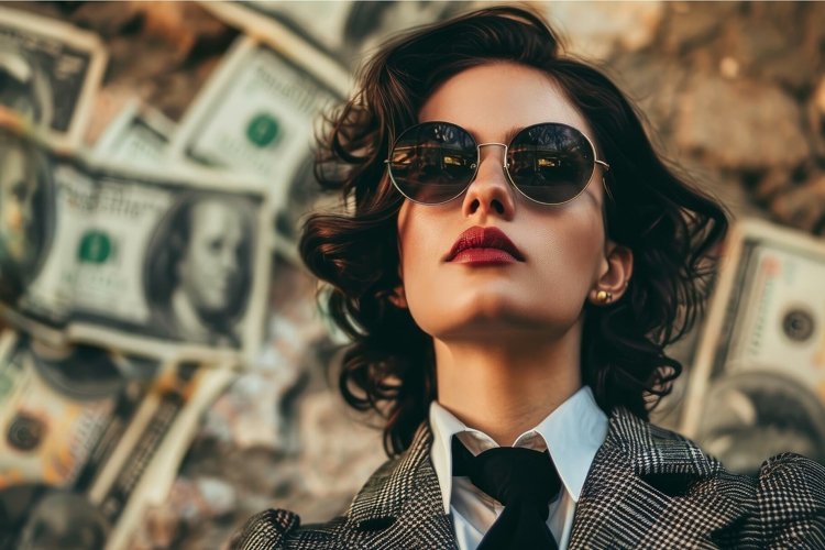 Happy rich american businesswoman. Generate Ai