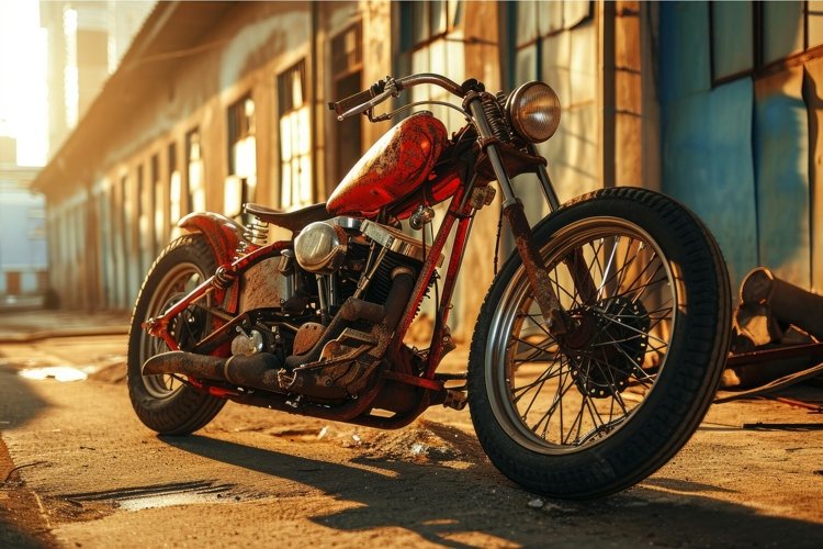 Powerful Riding bike chopper. Generate Ai