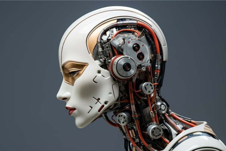 Intelligent Robot learning head. Generate Ai