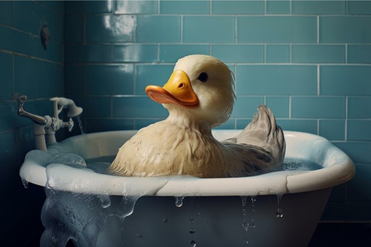 Quaint Rubber water duck vintage. Generate Ai
