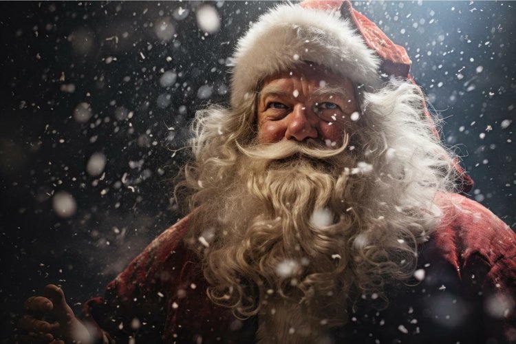 Santa winter snow storm. Generate Ai