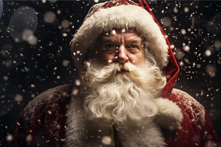 Frosty Santa winter snow storm. Generate Ai