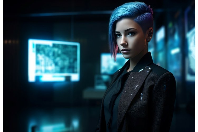 Cybernetic radiant woman style. Generate Ai example image 1