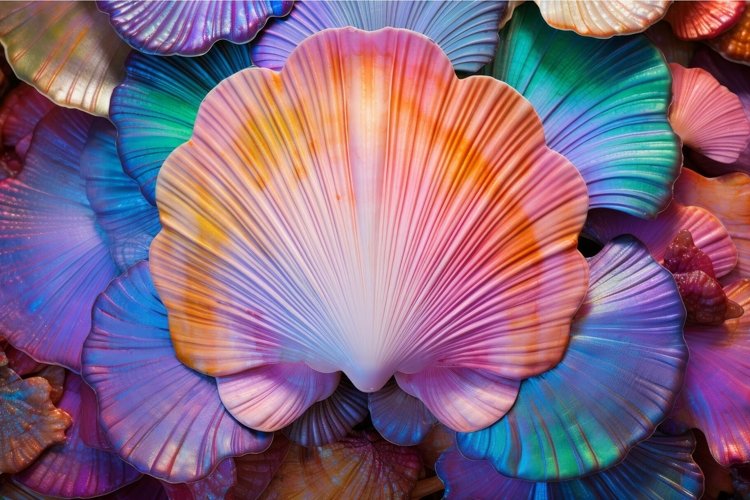 Luminescent Colorful shell. Generate Ai