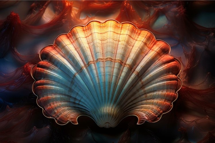 Intricate Colorful scallop shell. Generate Ai